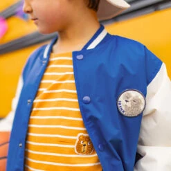 Blouson Bomber Bleu Et Crème, Enfant -Souris Mini Boutique 11 blouson
