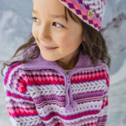 Chandail Mauve En Tricot Avec Motifs, Enfant 12 Chandail Mauve En Tricot Avec Motifs, Enfant -Souris Mini Boutique 12 yeti 1