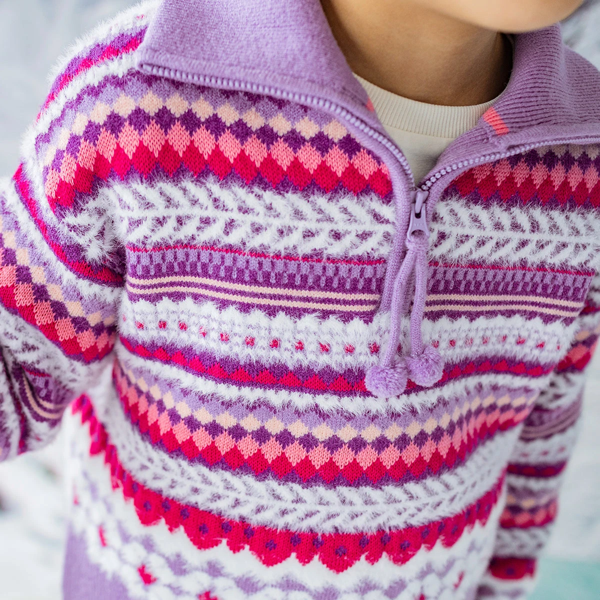 Chandail Mauve En Tricot Avec Motifs, Enfant 8 Chandail Mauve En Tricot Avec Motifs, Enfant – Image 8