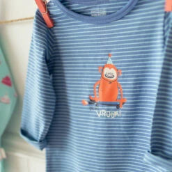 Cache-couche Bleu Avec Rayures Et Singe, Bébé -Souris Mini Boutique 14 pyj