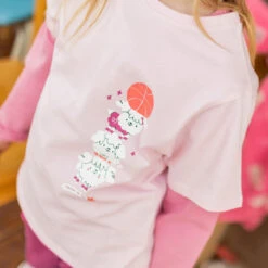 T-shirt Rose Avec Illustration, Enfant -Souris Mini Boutique 14 sport