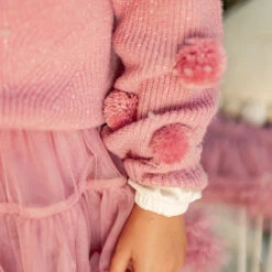 Chandail Rose Scintillant En Tricot, Enfant -Souris Mini Boutique 14 surprise