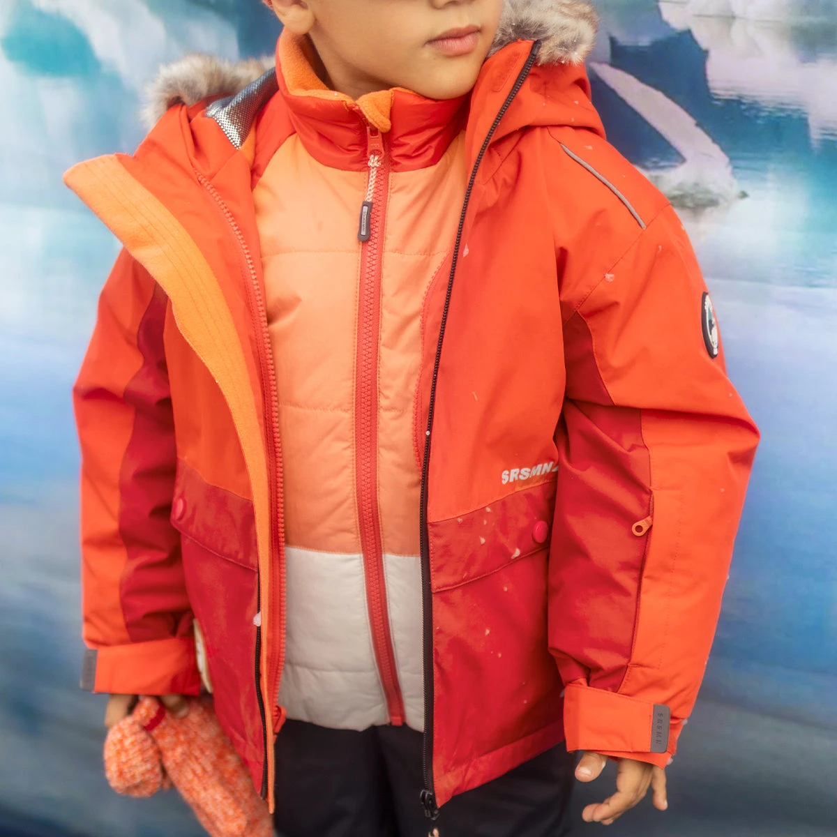 Manteau D’hiver 3 En 1 Orange, Enfant 5 Manteau D’hiver 3 En 1 Orange, Enfant – Image 5