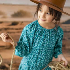 Robe Turquoise à Motif Floral, Enfant 8 Robe Turquoise à Motif Floral, Enfant -Souris Mini Boutique 17 rodeo