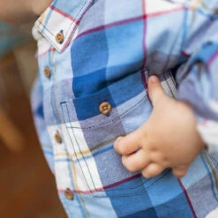 Chemise Bleue à Carreaux, Bébé -Souris Mini Boutique 18 college