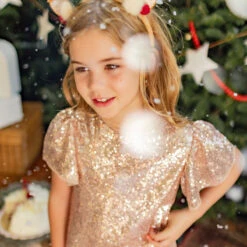 Robe Dorée à Paillettes, Enfant -Souris Mini Boutique 1 surprise