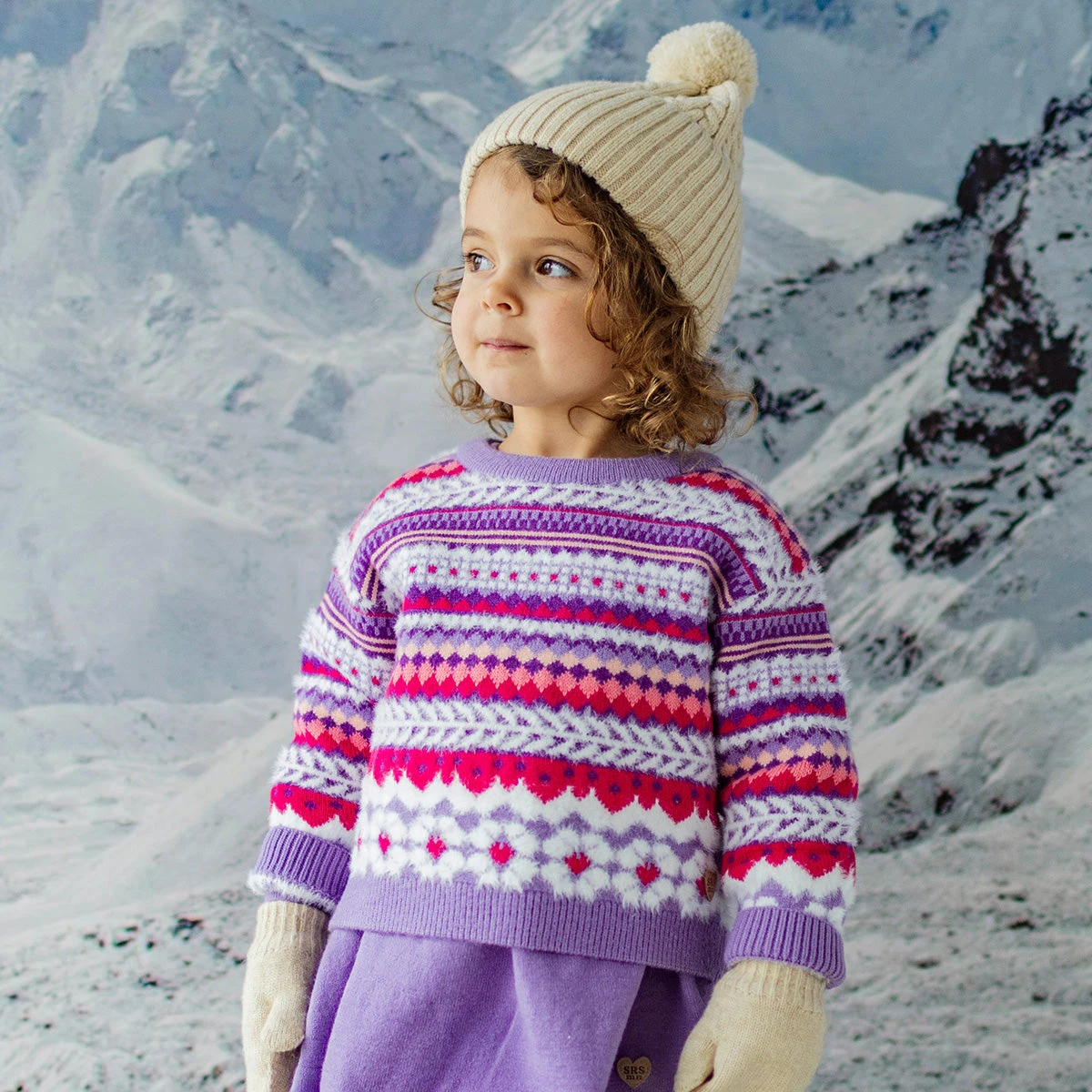 Chandail Mauve En Tricot Avec Motifs, Bébé 2 Chandail Mauve En Tricot Avec Motifs, Bébé – Image 2