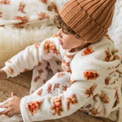 Robe De Chambre Crème En Peluche à Motifs Pain D’épices, Enfant -Souris Mini Boutique 21 automne 1