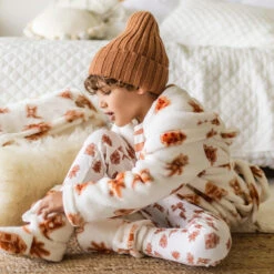Robe De Chambre Crème En Peluche à Motifs Pain D’épices, Enfant -Souris Mini Boutique 22 automne 1