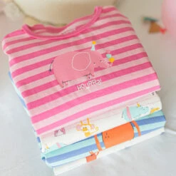 Pyjama Deux Pièces Rose à Rayures, Enfant -Souris Mini Boutique 22 pyj