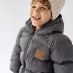 Manteau Doudoune Léger Gris Foncé, Enfant -Souris Mini Boutique 25 manteaux