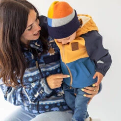 Manteau Bleu Et Jaune En Coquille Souple, Bébé -Souris Mini Boutique 26 bb coats