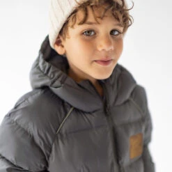 Manteau Doudoune Léger Gris Foncé, Enfant -Souris Mini Boutique 28 manteaux