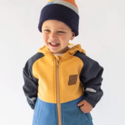 Manteau Bleu Et Jaune En Coquille Souple, Bébé -Souris Mini Boutique 29 bb coats