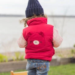 Veste Doudoune Sans Manches Rouge Framboise, Bébé 9 Veste Doudoune Sans Manches Rouge Framboise, Bébé -Souris Mini Boutique 2 manteaux