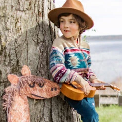 Veste Beige En Tricot Avec Motifs, Enfant -Souris Mini Boutique 2 rodeo
