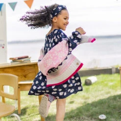 Robe Bleu Marine à Motifs, Enfant -Souris Mini Boutique 35 fjord