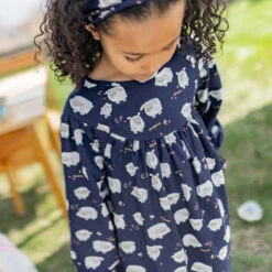 Robe Bleu Marine à Motifs, Enfant -Souris Mini Boutique 36 fjord