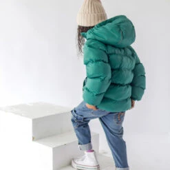 Manteau Doudoune Léger Turquoise, Enfant -Souris Mini Boutique 37 manteaux