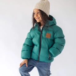 Manteau Doudoune Léger Turquoise, Enfant -Souris Mini Boutique 38 manteaux