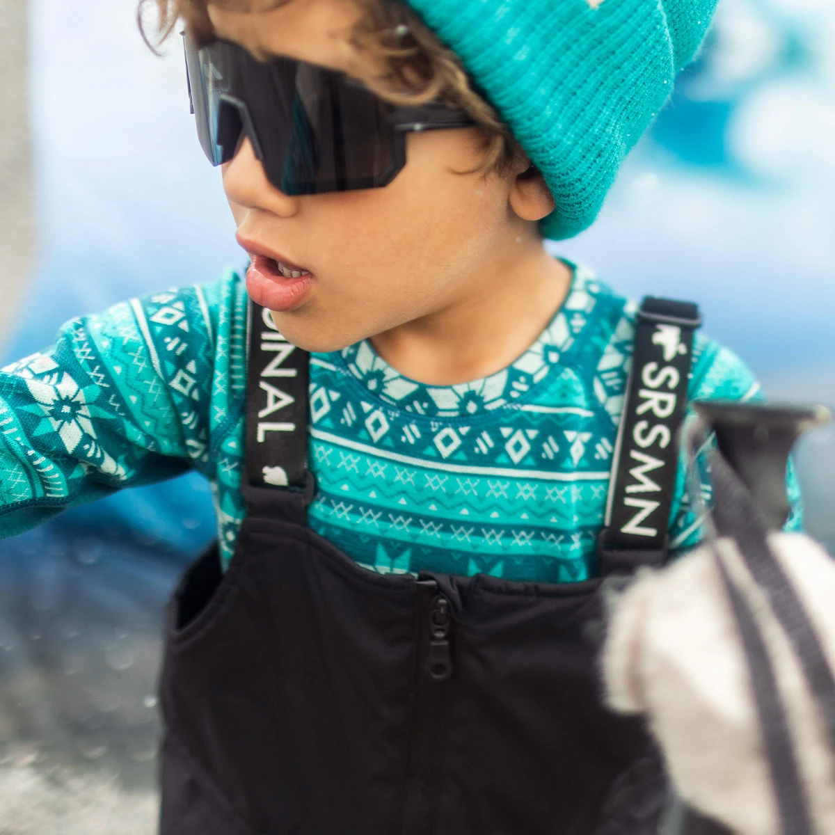 Chandail Turquoise En Laine Mérinos Avec Motifs Jacquard, Enfant 5 Chandail Turquoise En Laine Mérinos Avec Motifs Jacquard, Enfant – Image 5