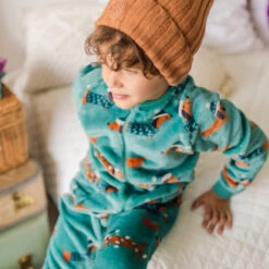 Pyjama Une Pièce En Peluche Turquoise à Motifs De Chiens, Enfant -Souris Mini Boutique 41 automne