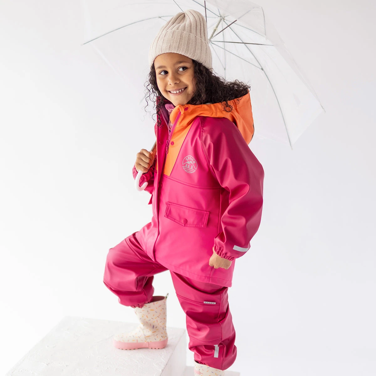 Salopette De Pluie Rose, Enfant 3 Salopette De Pluie Rose, Enfant – Image 3