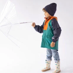 Manteau Imperméable Bleu, Turquoise Et Orange, Enfant -Souris Mini Boutique 50 manteaux