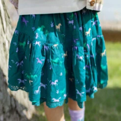 Jupe Turquoise à Motifs, Enfant -Souris Mini Boutique 56 rodeo