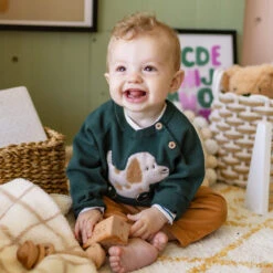 Chandail Vert En Tricot Avec Motif Jacquard, Naissance -Souris Mini Boutique 5 histoire