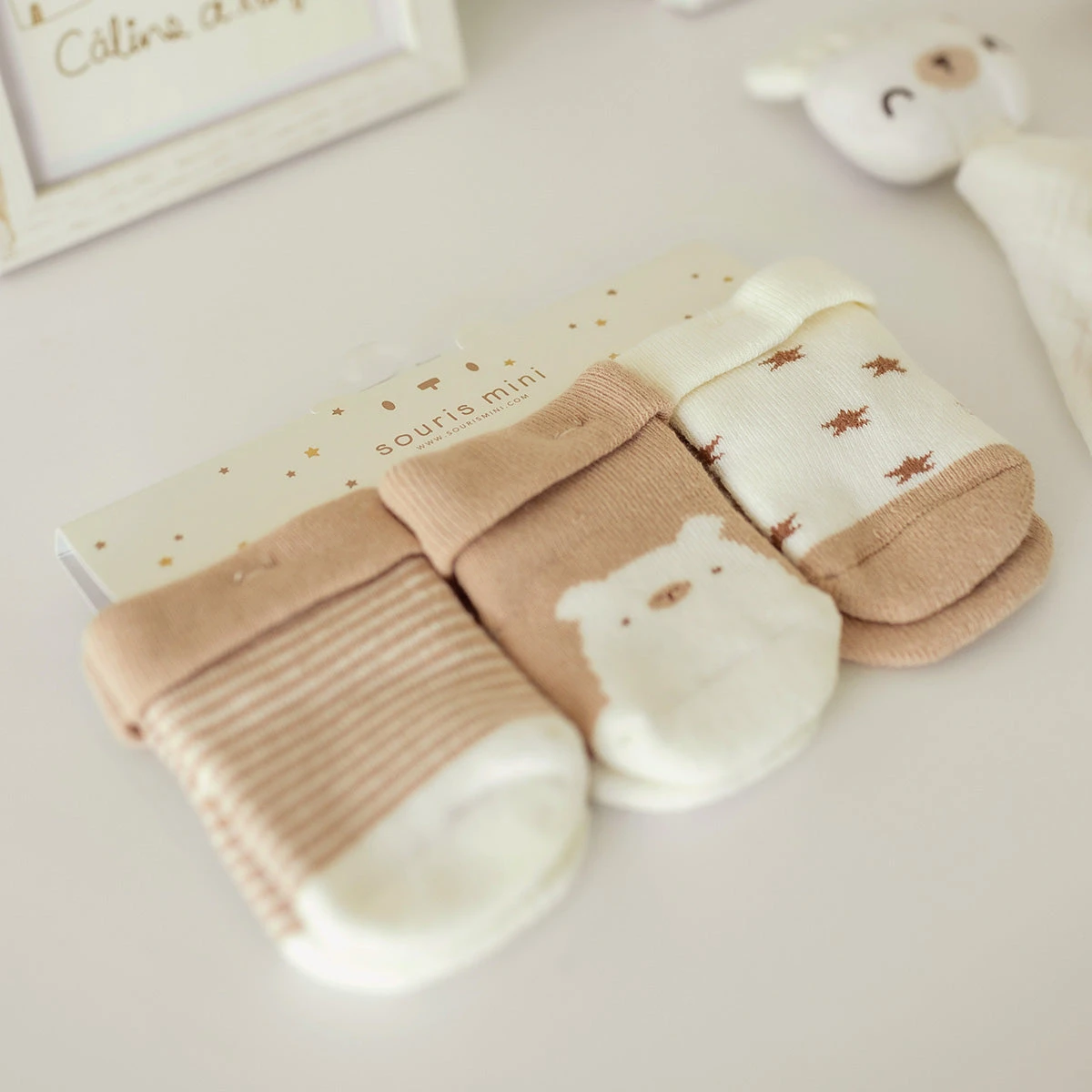 Trio De Chaussettes Crème Et Beige, Naissance 2 Trio De Chaussettes Crème Et Beige, Naissance – Image 2