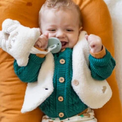 Cardigan Bleu Sarcelle En Tricot, Naissance -Souris Mini Boutique 7 nature