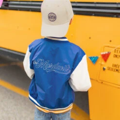 Blouson Bomber Bleu Et Crème, Enfant -Souris Mini Boutique 8 blouson