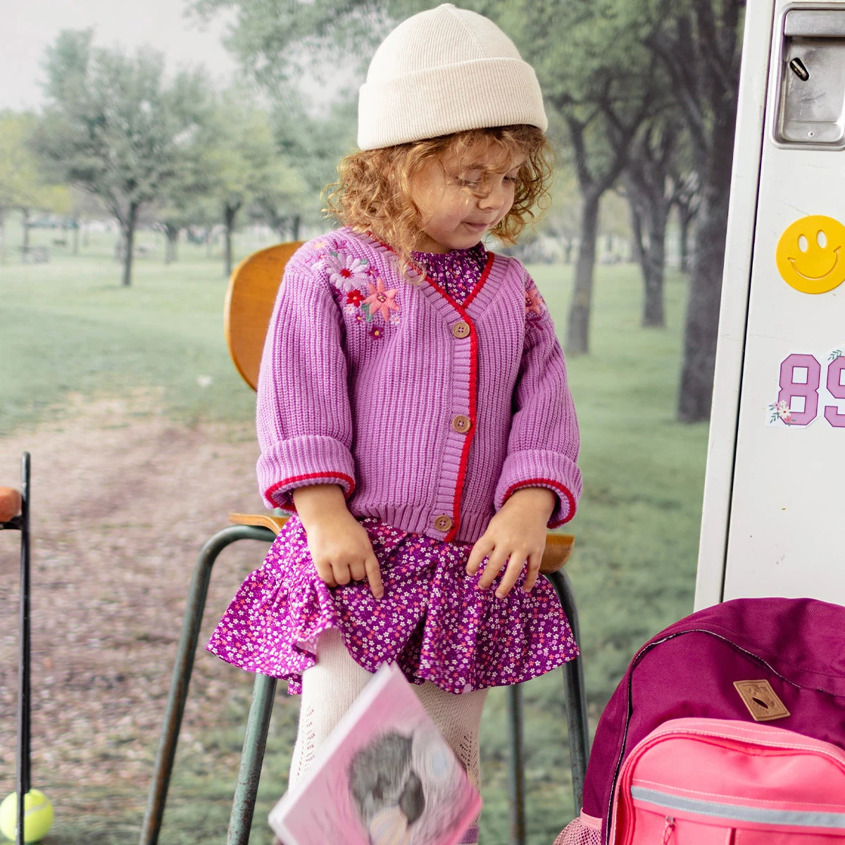 Cardigan Mauve En Tricot, Bébé 2 Cardigan Mauve En Tricot, Bébé – Image 2