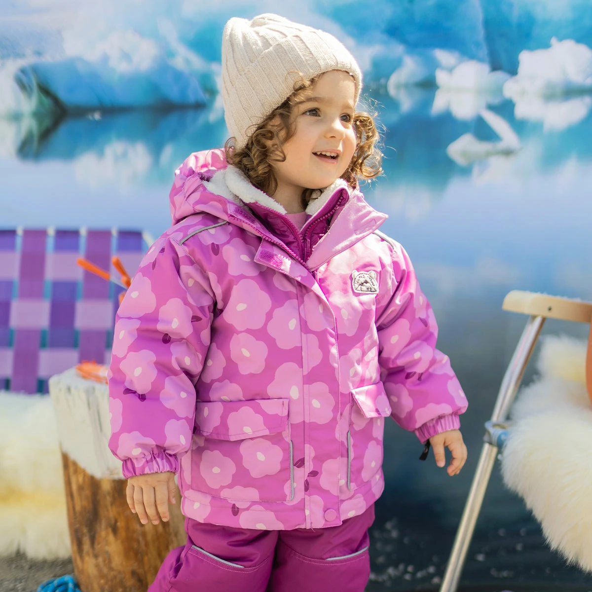 Habit De Neige 3 En 1 Mauve Avec Fleurs, Bébé 2 Habit De Neige 3 En 1 Mauve Avec Fleurs, Bébé – Image 2