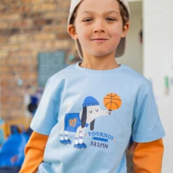 T-shirt Bleu Avec Illustration, Enfant -Souris Mini Boutique 9 sport c9ca377c 5e80 499f 8527 f84b485d437b