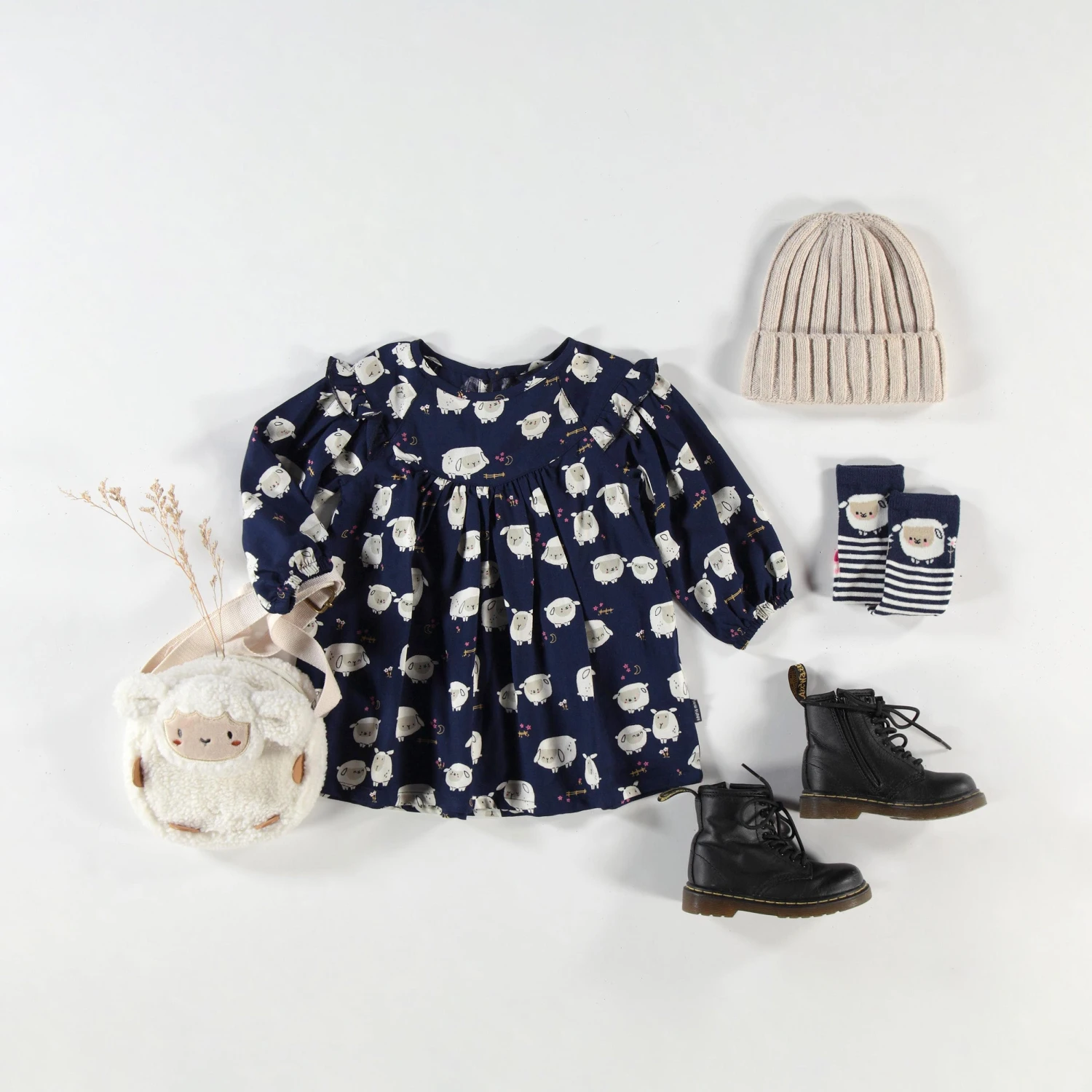 Robe Bleu Marine à Motifs, Bébé 4 Robe Bleu Marine à Motifs, Bébé – Image 4