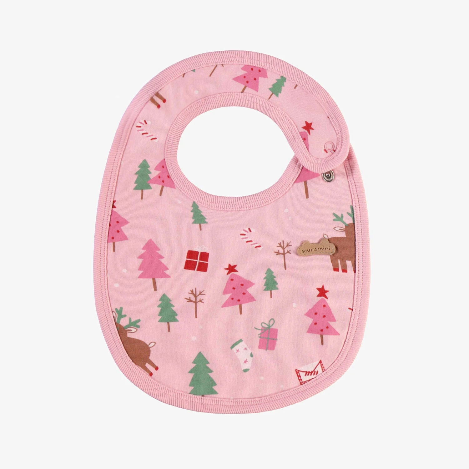 Bavoir Rose à Motifs Des Fêtes, Naissance 1 Bavoir Rose à Motifs Des Fêtes, Naissance