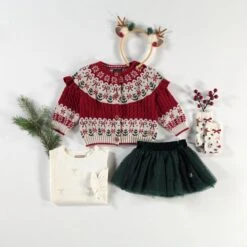 Jupe Verte à Paillettes, Bébé -Souris Mini Boutique Bebe0