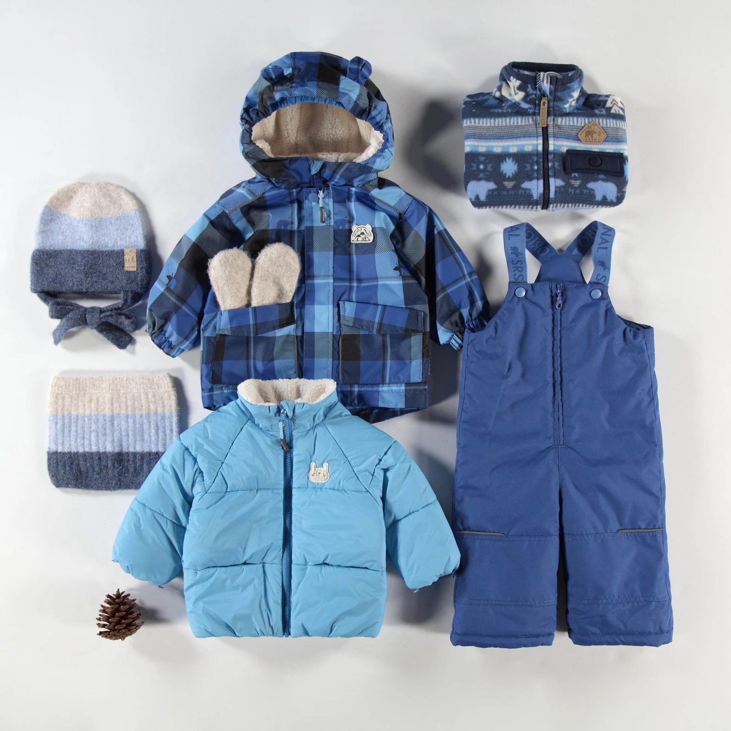 Tuque Crème Et Bleu En Tricot Avec Rayures, Bébé 2 Tuque Crème Et Bleu En Tricot Avec Rayures, Bébé – Image 2