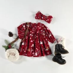 Robe Rouge à Motifs Festifs, Bébé -Souris Mini Boutique Bebe4 4