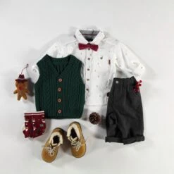 Chemise Blanche à Motifs De Sapins, Bébé -Souris Mini Boutique Bebe7 4