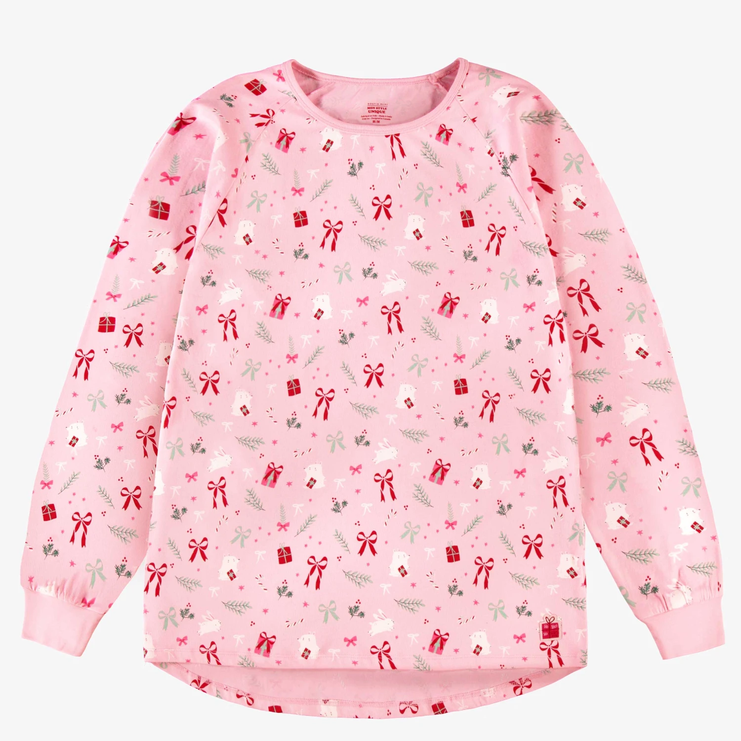 Chandail De Pyjama Rose à Motifs Des Fêtes, Adulte 1 Chandail De Pyjama Rose à Motifs Des Fêtes, Adulte