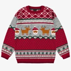 Chandail Rouge En Tricot à Motifs Festifs, Adulte