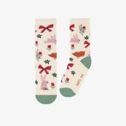 Chaussettes Crème à Motifs Festifs, Enfant