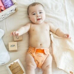 Couche Réutilisable Ultramince Orange à Motif De Poissons, Bébé -Souris Mini Boutique Couche 16