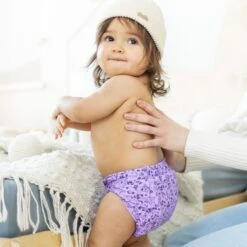 Couche Réutilisable Ultramince Mauve à Motif De Fleurs, Bébé 13 Couche Réutilisable Ultramince Mauve à Motif De Fleurs, Bébé -Souris Mini Boutique Couche 6