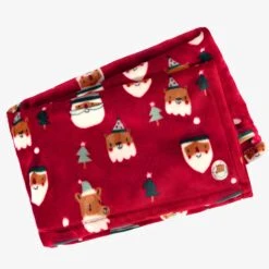 Couverture Rouge En Peluche Avec Motifs Des Fêtes, Enfant