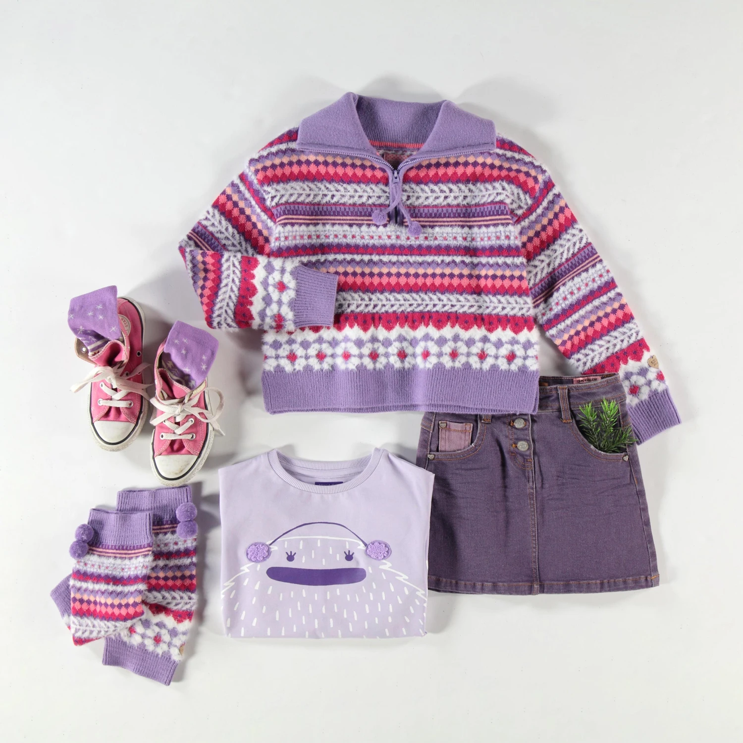 Chandail Mauve En Tricot Avec Motifs, Enfant 10 Chandail Mauve En Tricot Avec Motifs, Enfant – Image 10