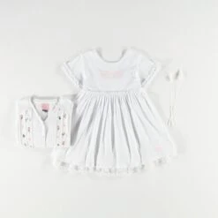 Robe Blanche En Jersey Crêpé Avec Broderies De Fleurs, Enfant -Souris Mini Boutique Enfant216 58a62678 f4dc 4eb2 8ea0 4ad02468074b